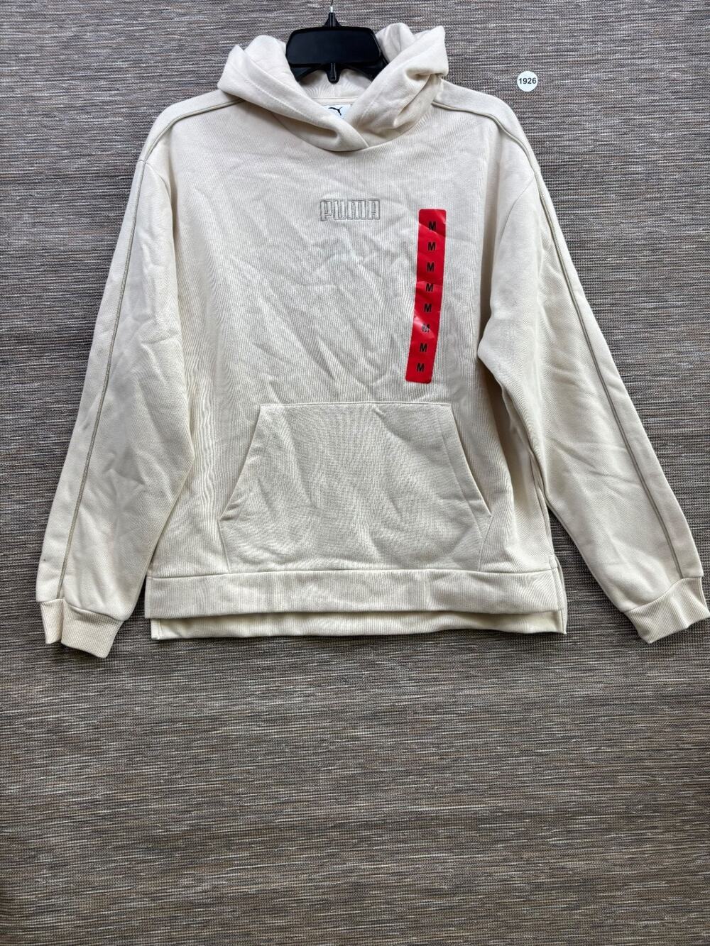 Puma Fleece Hoodie Sweatshirt Womens Size M Cream Long Sleeve